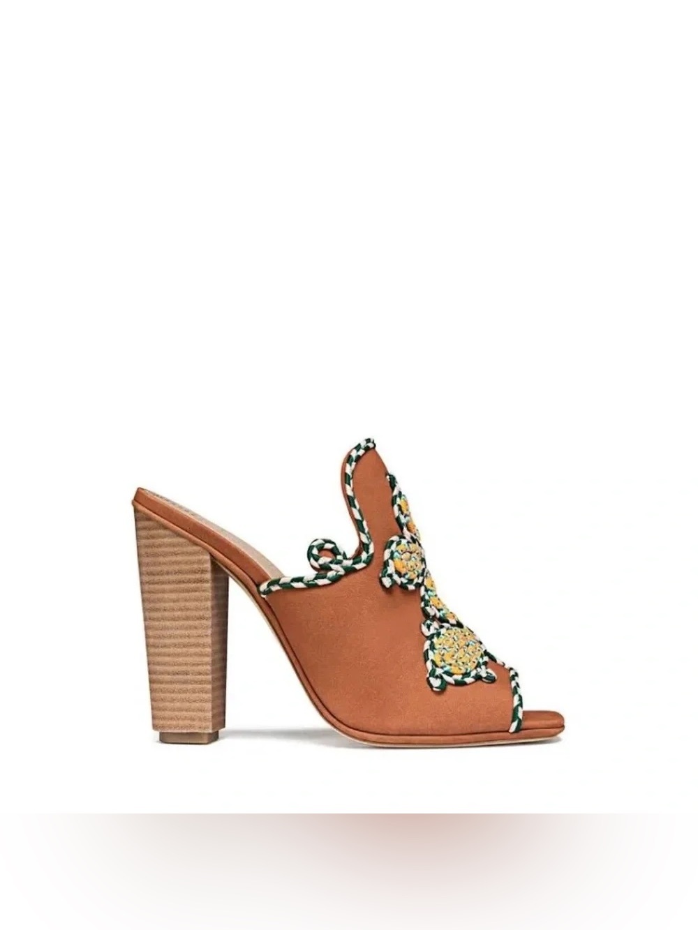 Tory Burch | Palisade Brown High Heel Embroidered Mules Size 11